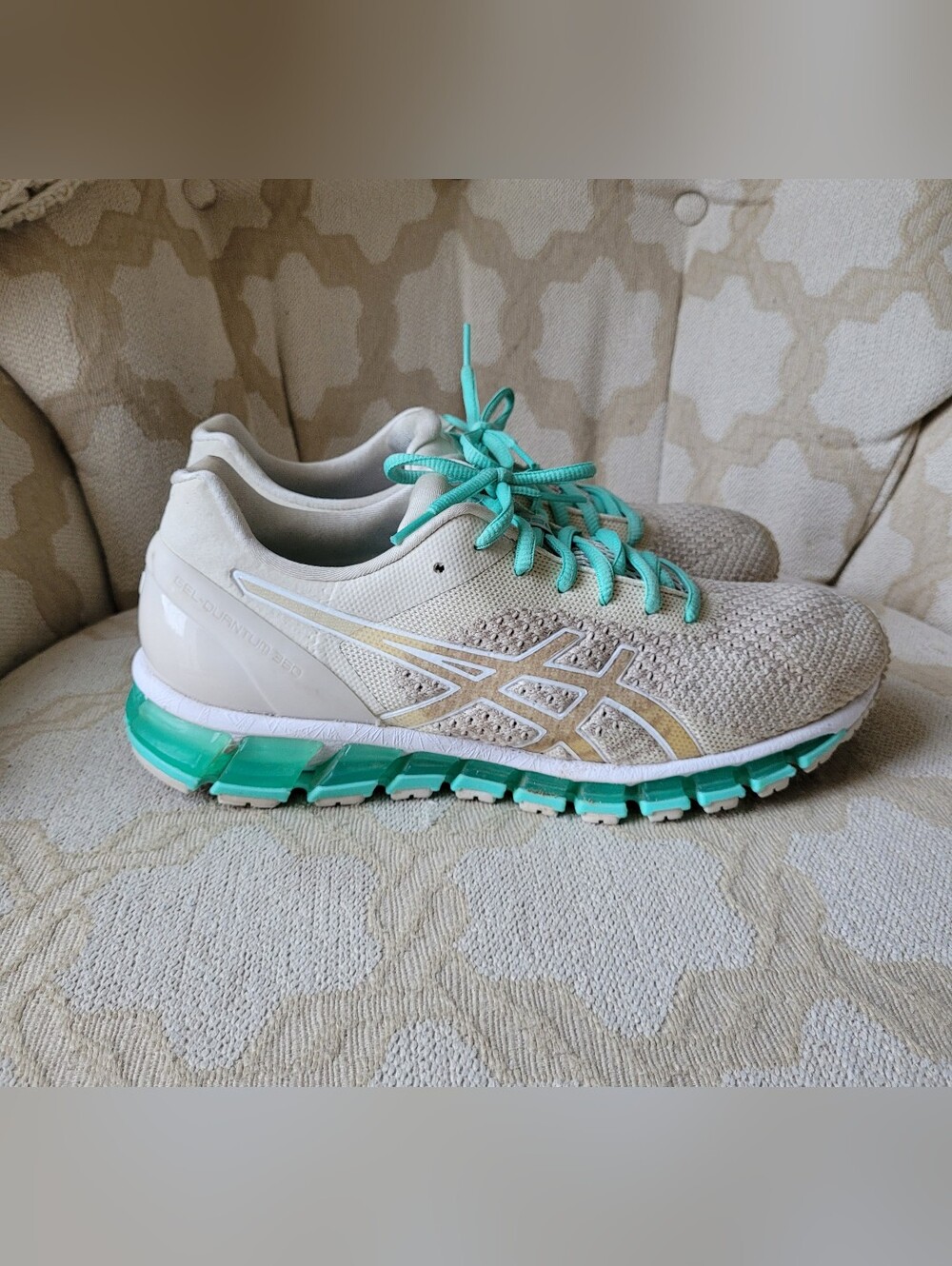 ASICS QUANTUM 360 KNIT SNEAKERS WOMEN'S 9.5 BIRCH ICE